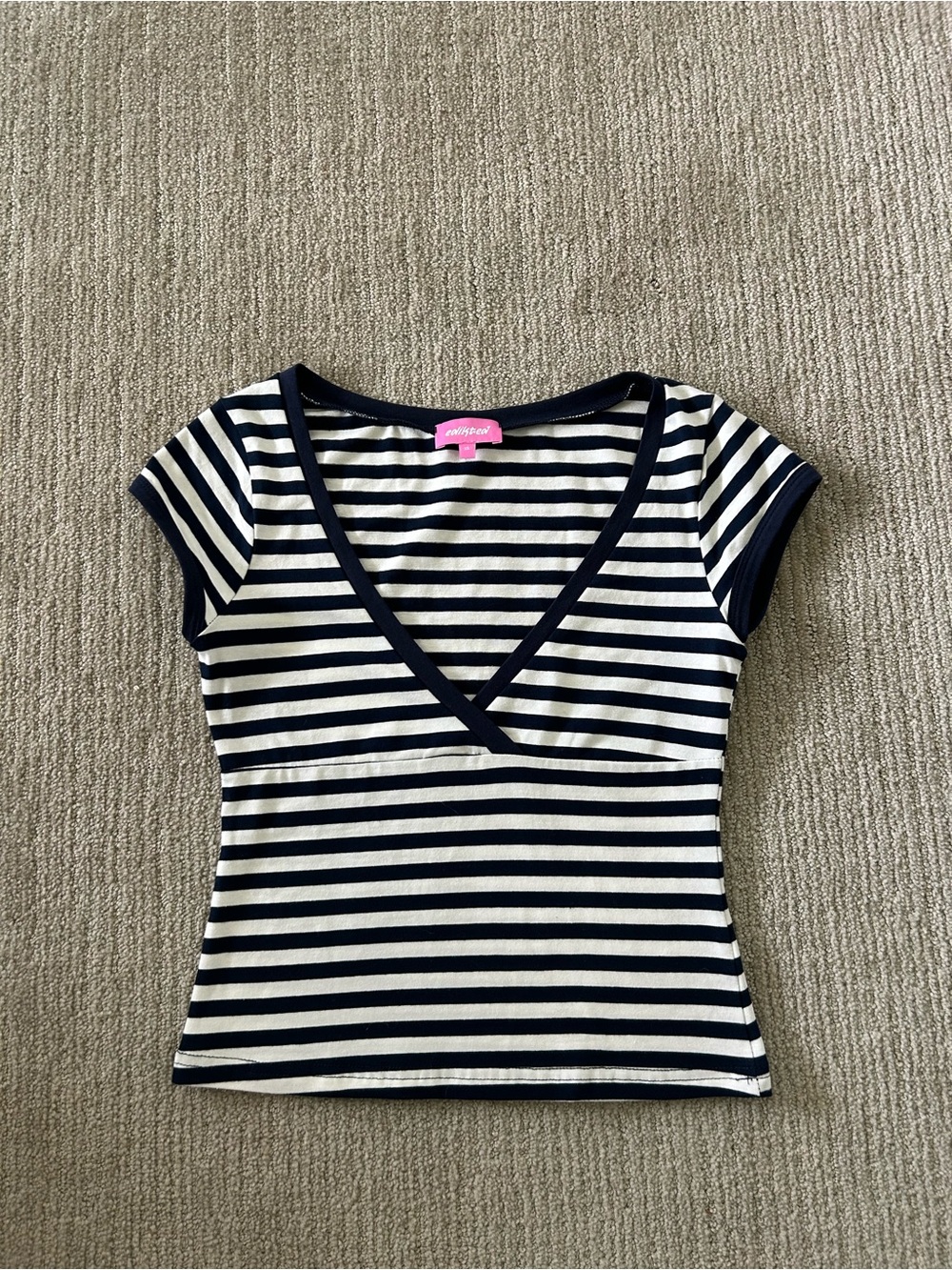 Laia Striped V-Neck Tee Edited